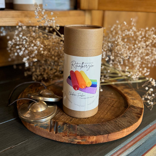 Ritualkerzen aus Bienenwachs - Chakra Farben
